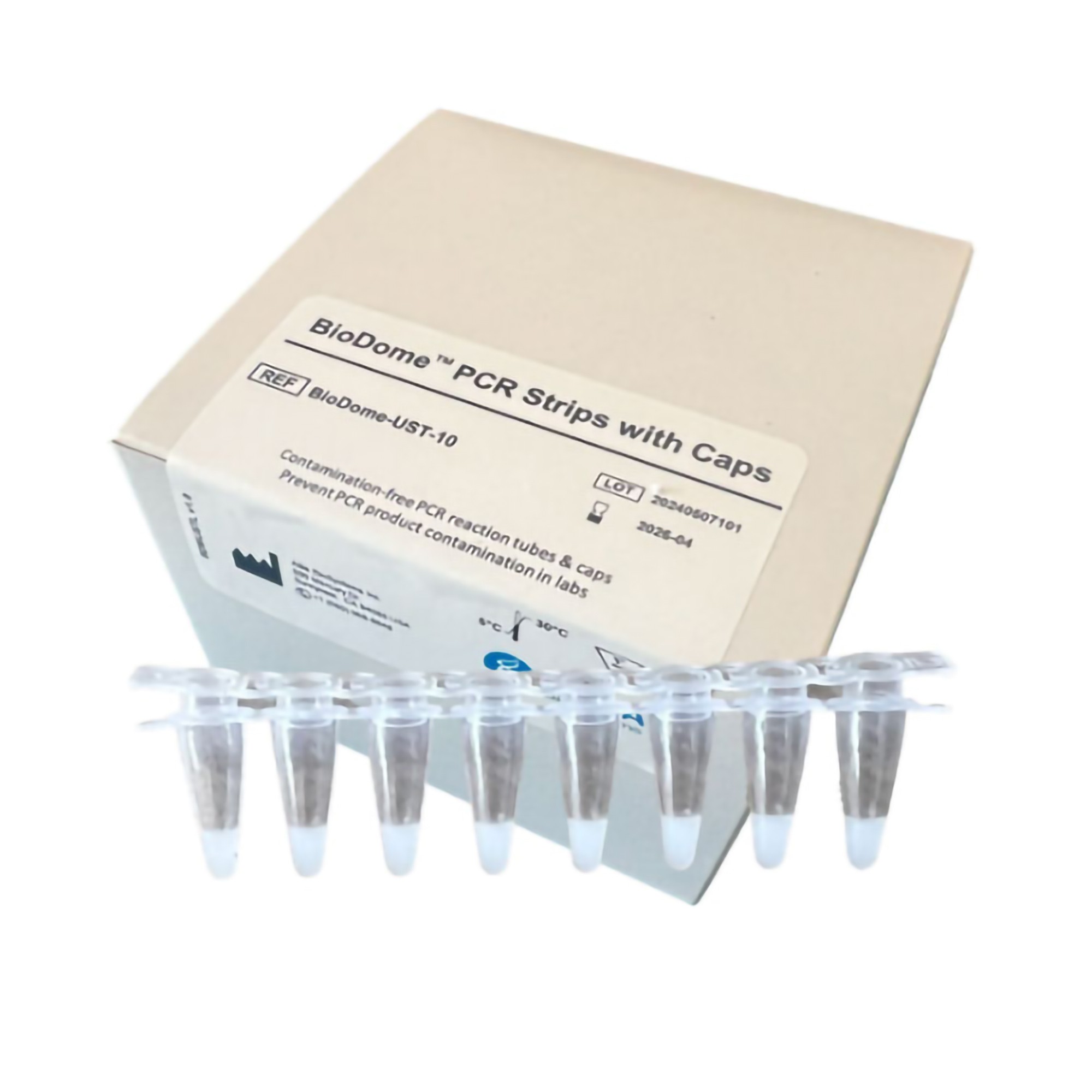 BioDome™ PCR Tube Strip Plain 0.1 mL Snap Cap Polypropylene Tube
